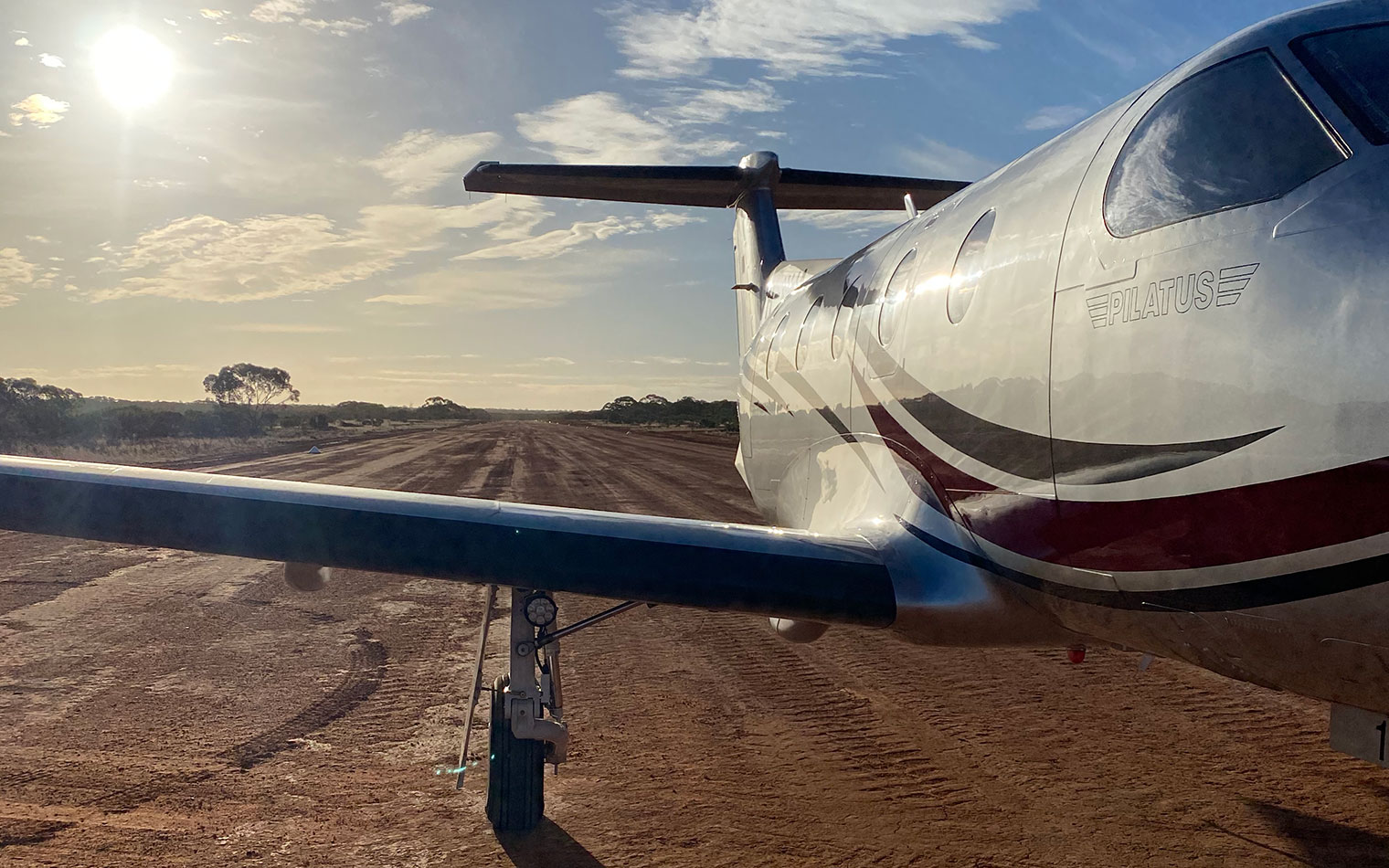 Sunset over wing